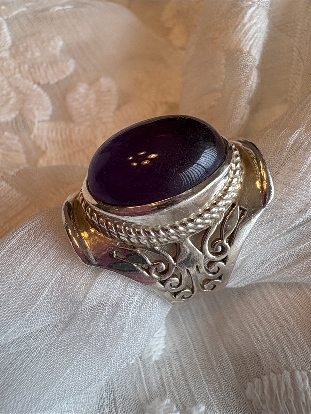 SILPADA amethyst cabochon and .925 Sterling Silver statement ring.